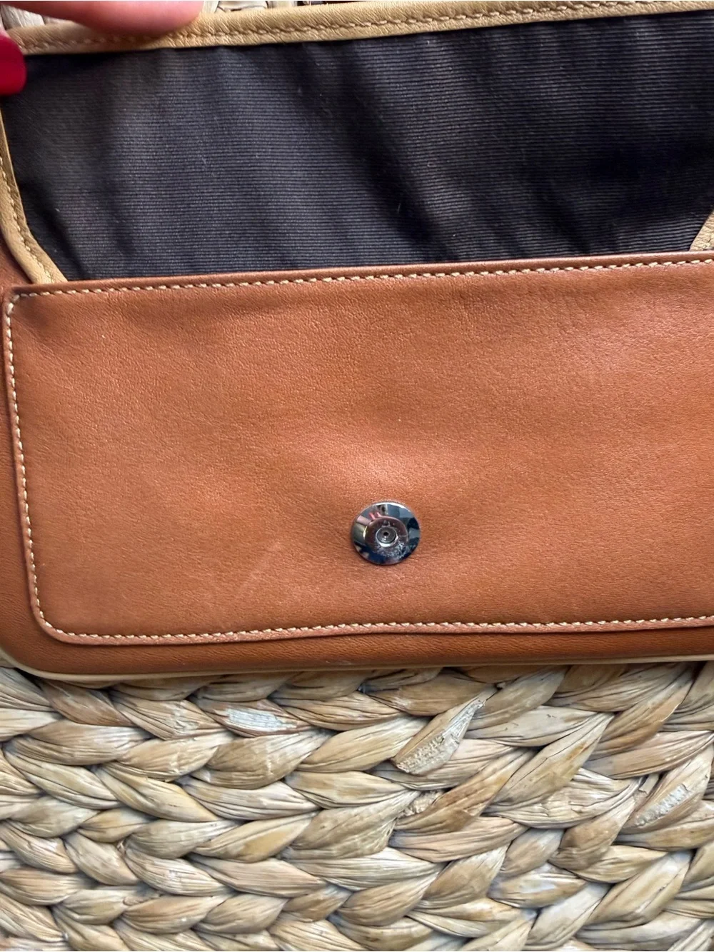 Coach Brown Leather Wristlet Wallet with Tan Trim